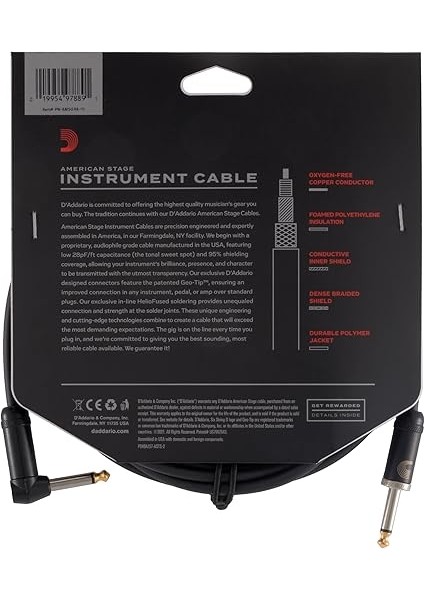 Waves D'addario High End "american Stage" Gitar Kablosu | En Sevilen Aksesuarların En Yüksek Kalitesi | Pw-Amsg-10 | 3 Metre | 1 Açılı Fiş fırsatları