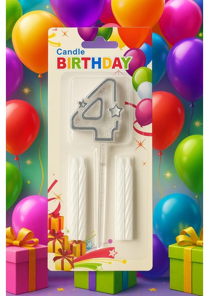 gümüş şeffaf rakam mum