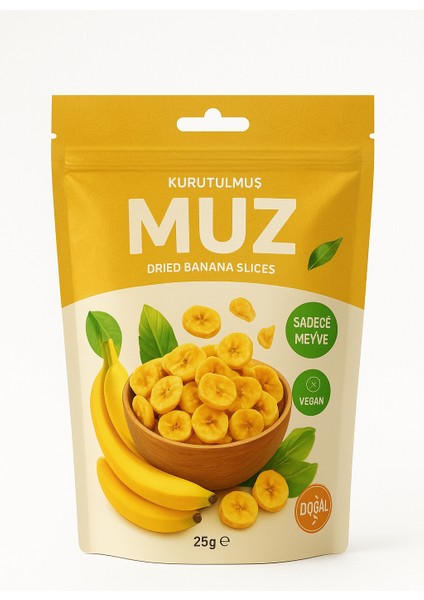 Kurutulmuş Meyve Muz 25GR %100 Vegan fiyatları