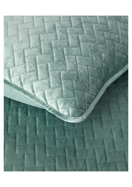 Wicker Kadife Çift Kişilik Yatak Örtüsü Takımı Yeşil fiyatları