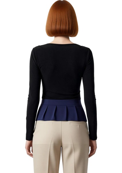 Stil Kadın Drapeli Vücuda Oturan Esnek Bluz Regular Örme Slim Kalıp fiyatları