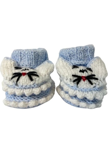 6717 El Örgüsü Tavşan Desenli Mavi Bebek Patik / 12 - 24 Ay modelleri