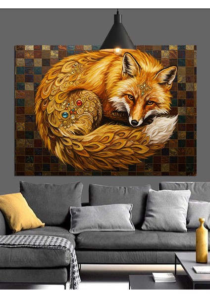 Kıvrılmış Uyuyan Tilki Dekoratif Kanvas - Mdf Ahşap Tablo modelleri
