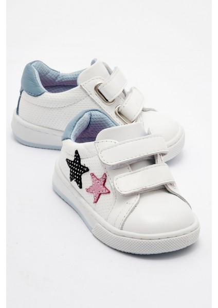 Kız Çocuk Beyaz Hakiki Deri Anatomik Günlük Ayakkabı