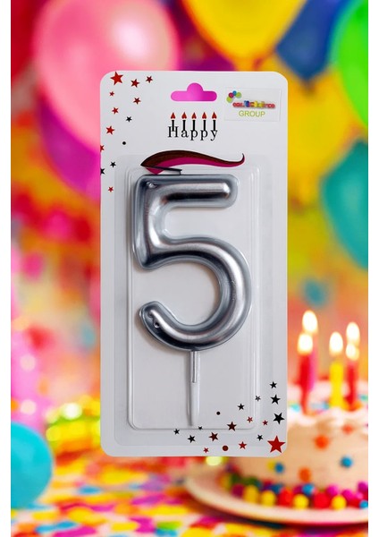 gümüş renk büyük boy rakam mum