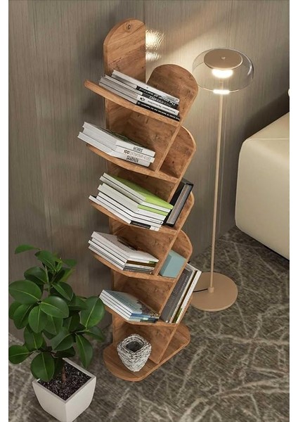 Falez Kitaplık 10 Raflı Dekoratif Bölmeli Ev Ofis Çok Amaçlı Ceviz indirimleri