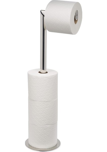 Joseph Easystore Luxe 2'si 1 Arada Ayaklı Tuvalet Kağıdı Tutucusu, Birinci Sınıf Paslanmaz Çelik, 4 Tuvalet Kağıdı Saklama Alanına Kadar