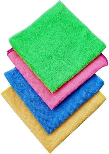 Temizlik Bezi 4'lü Paket - 40X40 Cm, Yüksek Emici, Tüy ve Hav Bırakmaz, Çabuk Kuruyan, Çok Amaçlı Kullanım Için, Mutfak, Banyo, Araç ve Genel Temizlik Için Uygun, Yıkanabilir
