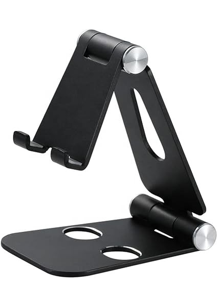 Komple Alüminyum Ayarlanabilir Ergonomik Katlanabilir Oynar Başlıklı Kaymaz Zemin Tabanlı Ergonomik G50 Telefon Tutucu Standı Desk Holder (Siyah) indirimleri