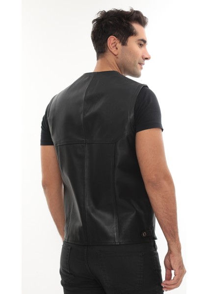 Erkek Hakiki Deri Fermuarlı Yelek - Titan fırsatları