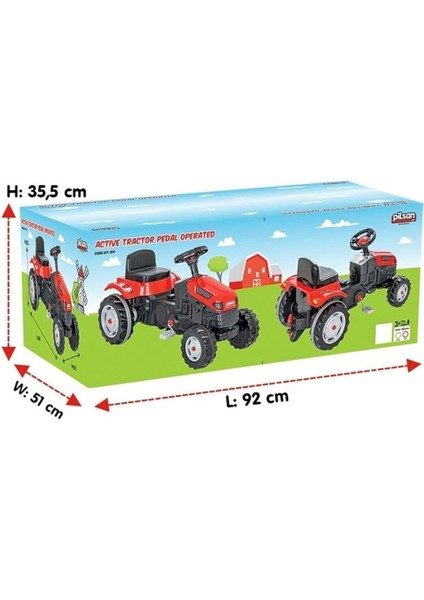 Active Traktör Pedallı, Ayarlanabilir Koltuk, Maks 50 kg Kapasite, 92 x 46 x 38 Cm, 3+ Yaş, Yeşil fırsatları