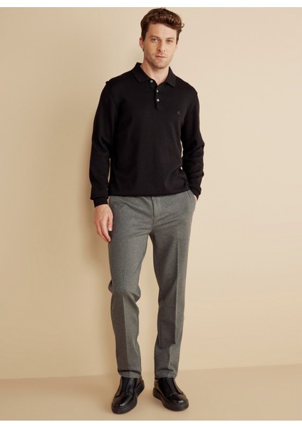 Polo Yaka Standart Siyah Erkek Kazak BBFW25MKL003 modelleri
