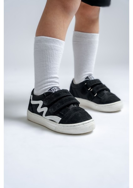 Erkek Çocuk Siyah Hakiki Deri Günlük Ayakkabı