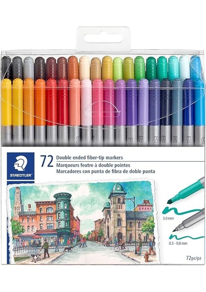 Çift Uçlu Keçeli Kalem 3.0 - 0.8mm 72'li