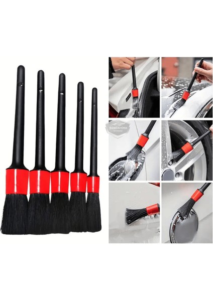 Profesyonel Oto Detay Fırça Seti 5 Farklı Boy Kaliteli Araç Klima Havalandırma Temizleme Fırçası Araba Iç ve Dış Detaylı Bakım Temizlik Fırçası