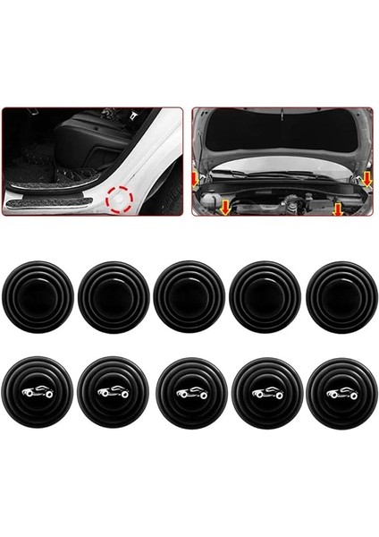Araba Kapı Ses ve Darbe Emici Pad, 10 Adet, Siyah, Darbelere Karşı Koruyucu, Kolay Montaj, Pratik ve Dayanıklı Tasarım