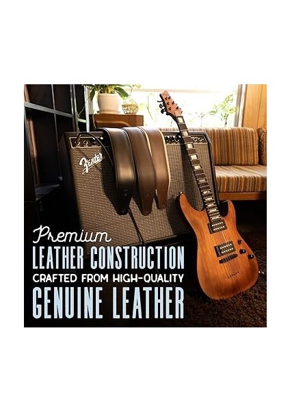 M26PD-BLK Gitar Askısı Top Grain Leather 3" - Siyah indirimleri