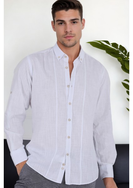G921 Dewberry Erkek Gömlek-Beyaz