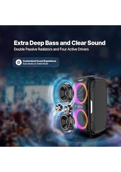 Carnival Pro 120W Taşınabilir Kablosuz Bluetooth Parti Hoparlörü - 2BH11S modelleri