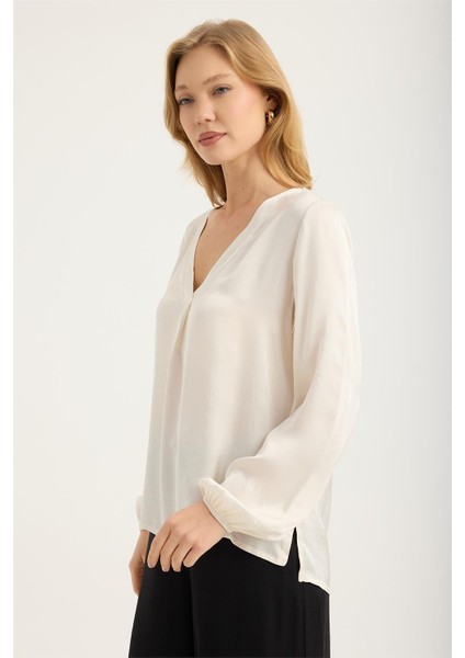 V Yaka Kolucu Lastikli Bluz fiyatları