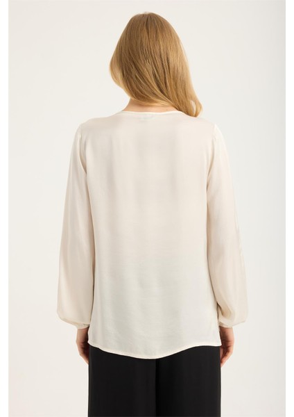 V Yaka Kolucu Lastikli Bluz indirimleri