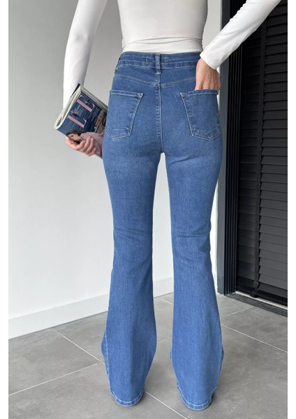 Kadın Yüksek Bel Ispanyol Paça Jean Kot Pantolon P-00018901 modelleri