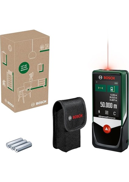 Home & Garden Advanceddistance 50C Lazerli Uzaklık Ölçer (50M Çalışma Alanı, 4 Sn. Ölçme Süresi, 3 x Aa Pil, Saklama Kutusu)