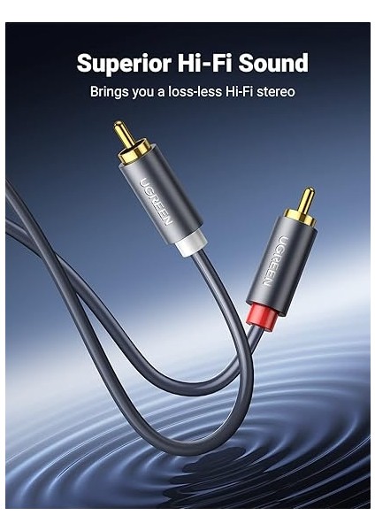 2rca To 2rca Ses Kablosu, 1 Metre, Antrasit fiyatları