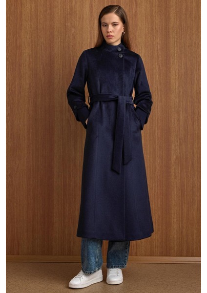 Hakim Yaka Ribana Detaylı Uzun Moher Kaban Lacivert 3160 indirimleri