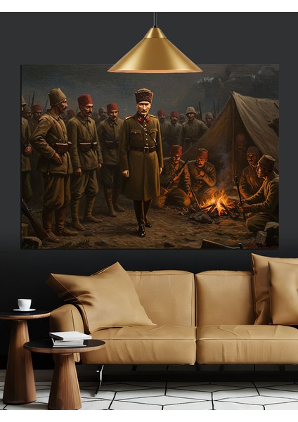 Mustafa Kemal Atatürk ve Askerler Dekoratif Kanvas - Mdf Ahşap Tablo modelleri