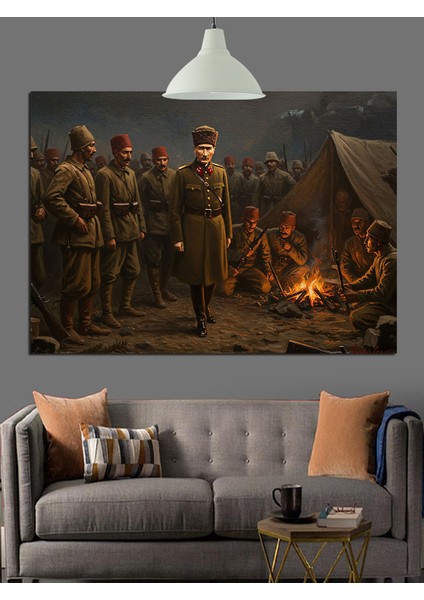 Mustafa Kemal Atatürk ve Askerler Dekoratif Kanvas - Mdf Ahşap Tablo indirimleri