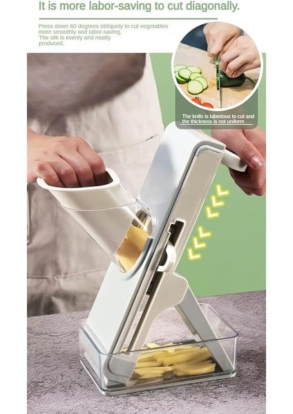 Home Profesyonel Basmalı Rende Doğrayıcı – 3 Bıçaklı Paslanmaz Çelik Kesme, Mandolin Doğrama ve Rendeleme Aleti – Sebze, Meyve, Peynir, Salata ve Pratik Mutfak Kullanımı Için Ergonomik Tasarım indirimleri