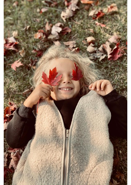 Unisex Çocuk Fermuarlı Cepli Peluş Yelek modelleri