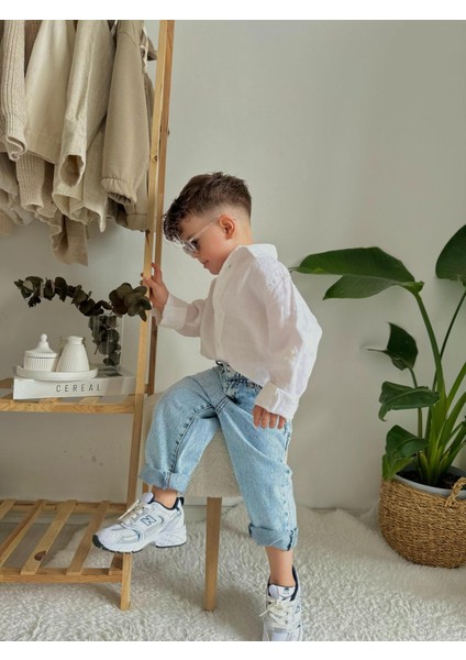 Unisex Çocuk Bol Kesim Jean Pantolon fiyatları