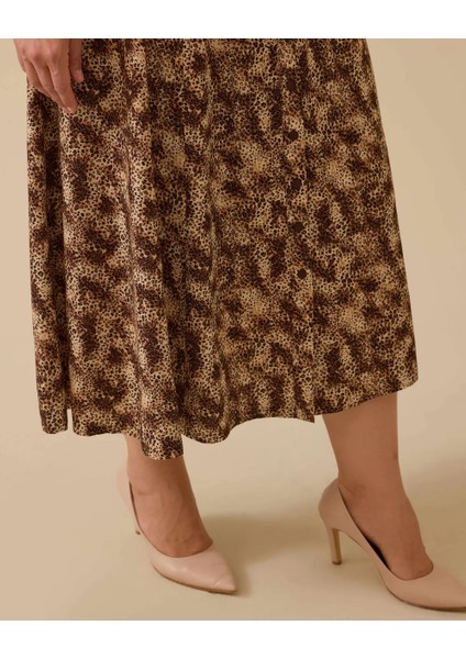 10002521314009 Önden Düğmeli Desenli Günlük Elbise fırsatları