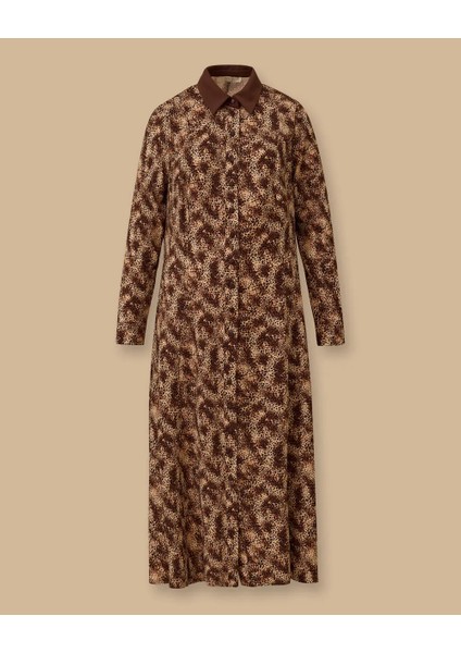 10002521314009 Önden Düğmeli Desenli Günlük Elbise indirimleri