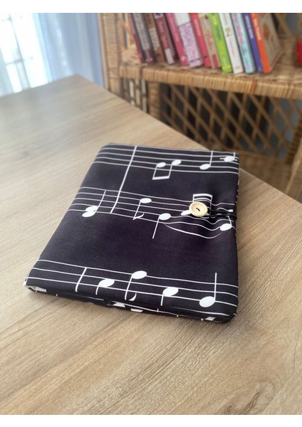 Pöticorn Siyah Müzik Notalı Tablet Kılıfı Ajanda Kılıfı Organizer Düzenleyici Kitap Klasör Dosya