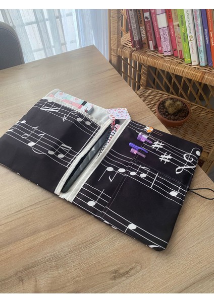 Pöticorn Siyah Müzik Notalı Tablet Kılıfı Ajanda Kılıfı Organizer Düzenleyici Kitap Klasör Dosya fiyatları