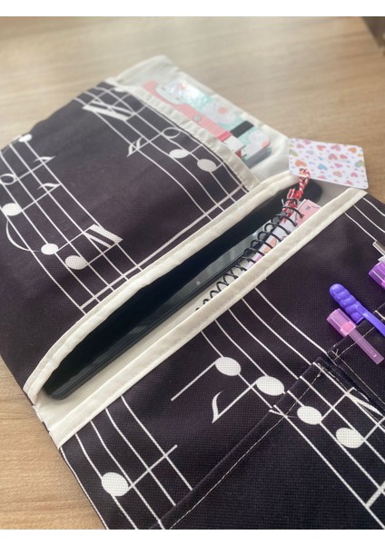 Pöticorn Siyah Müzik Notalı Tablet Kılıfı Ajanda Kılıfı Organizer Düzenleyici Kitap Klasör Dosya fırsatları