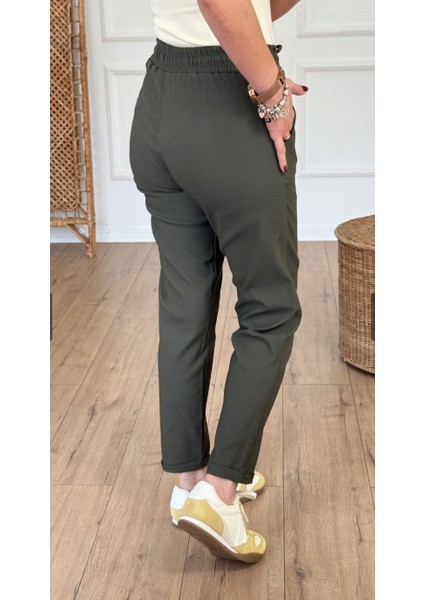 Kadın Full Likralı Beli Bağçıklı Süper Rahat Duble Paça Bilek Boy Üst Düzey Pantolon fiyatları