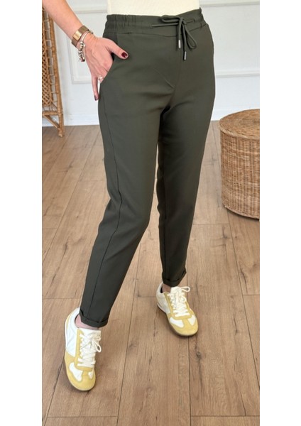 Kadın Full Likralı Beli Bağçıklı Süper Rahat Duble Paça Bilek Boy Üst Düzey Pantolon modelleri