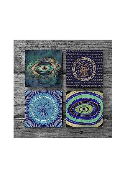 Nazar Taş Altlığı Seti - 4 Parça - Dekoratif, Mutfak Aksesuarı, 10X10 Cm, Kaydırmaz Tabanlı, Şık ve Dayanıklı SC183 fiyatları