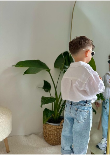 Unisex Çocuk Bol Kesim Jean Pantolon fırsatları