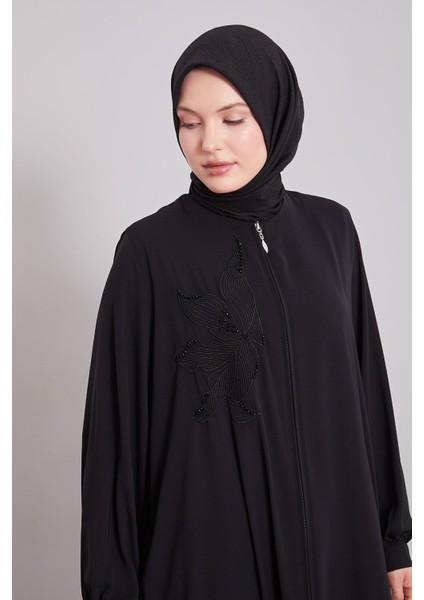 520561 Geniş Kesim Sıfır Yaka Sağ Kısmı Nakış Işlemeli Ferace #05-25# fırsatları