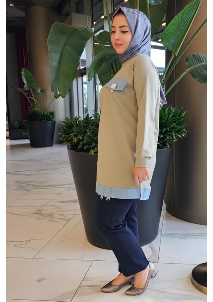 Kadın Broş ve Kombin Detaylı Tesettür Tunik modelleri