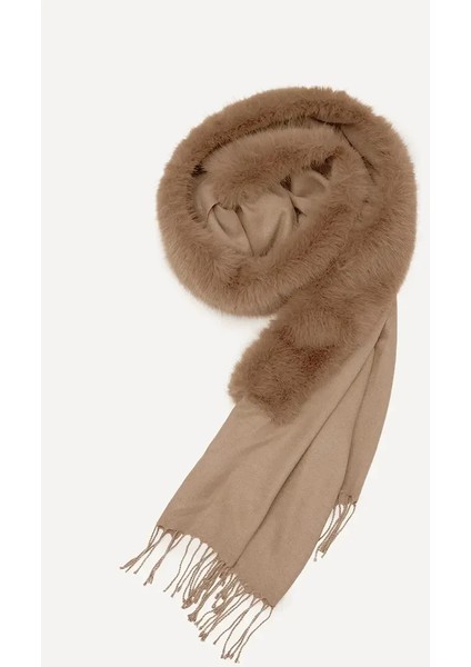 Kürklü Şal - Vizon