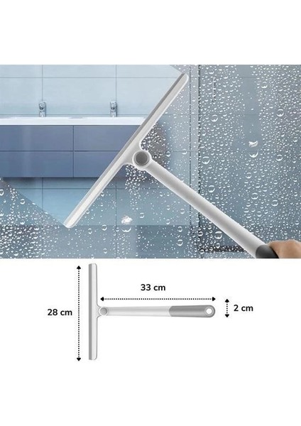 360 Derece Döner Başlıklı Cam Sil Çok Amaçlı Pratik Cam Ayna Fayans Silme Aparatı