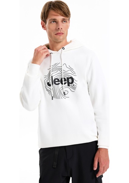 Kapüşon Yaka Baskılı Ekru Erkek Sweatshırt J5WM-SWT7695