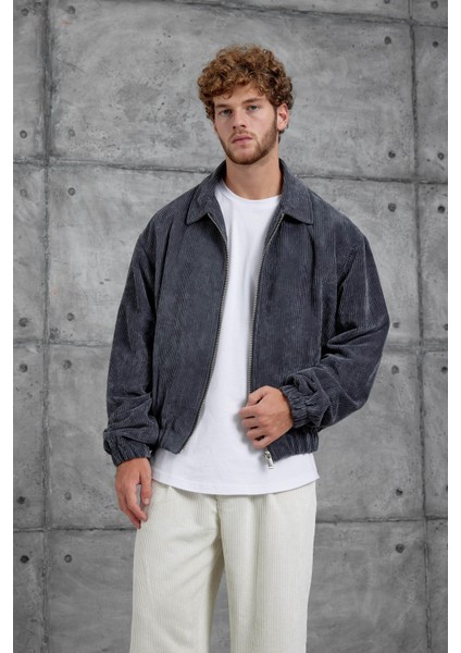 Füme 251 Kadife Kumaş Oversize Ceket