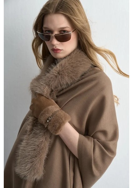 Kürklü Şal - Vizon indirimleri